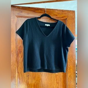 Madewell V-Neck Setlist Boxy Top - Black, Medium